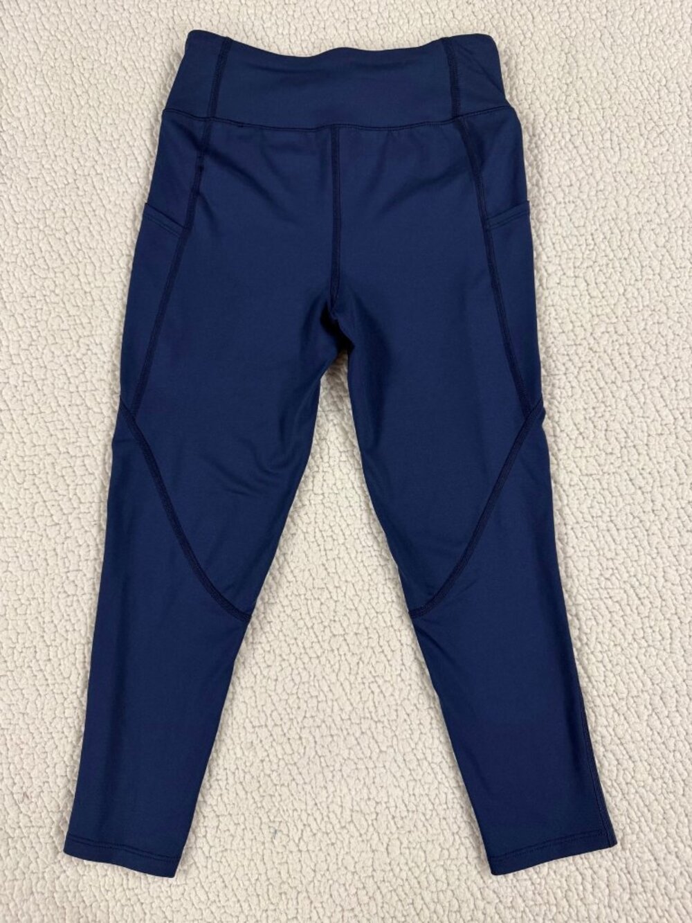 BCG Womens M Navy Blue Capri Leggings High Waist Side Pockets Yoga Athletic
